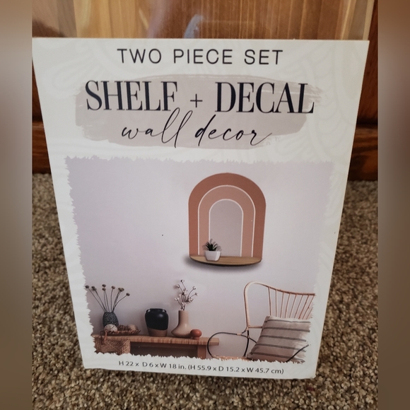 New in the package boho style solid wood shelf & rainbow decal wall decor set - Picture 3 of 4